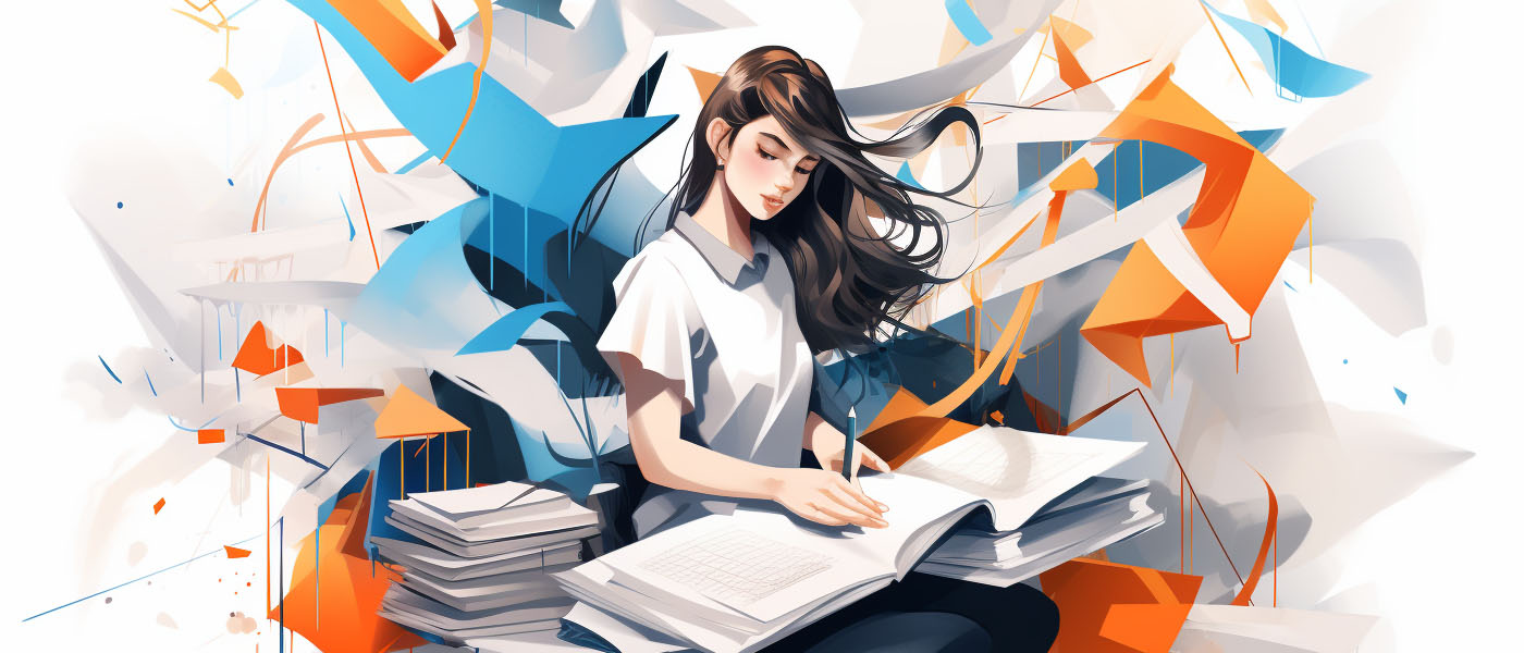 student writing on a notebook