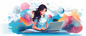 student writing