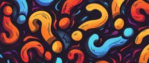 pattern of coloured question marks