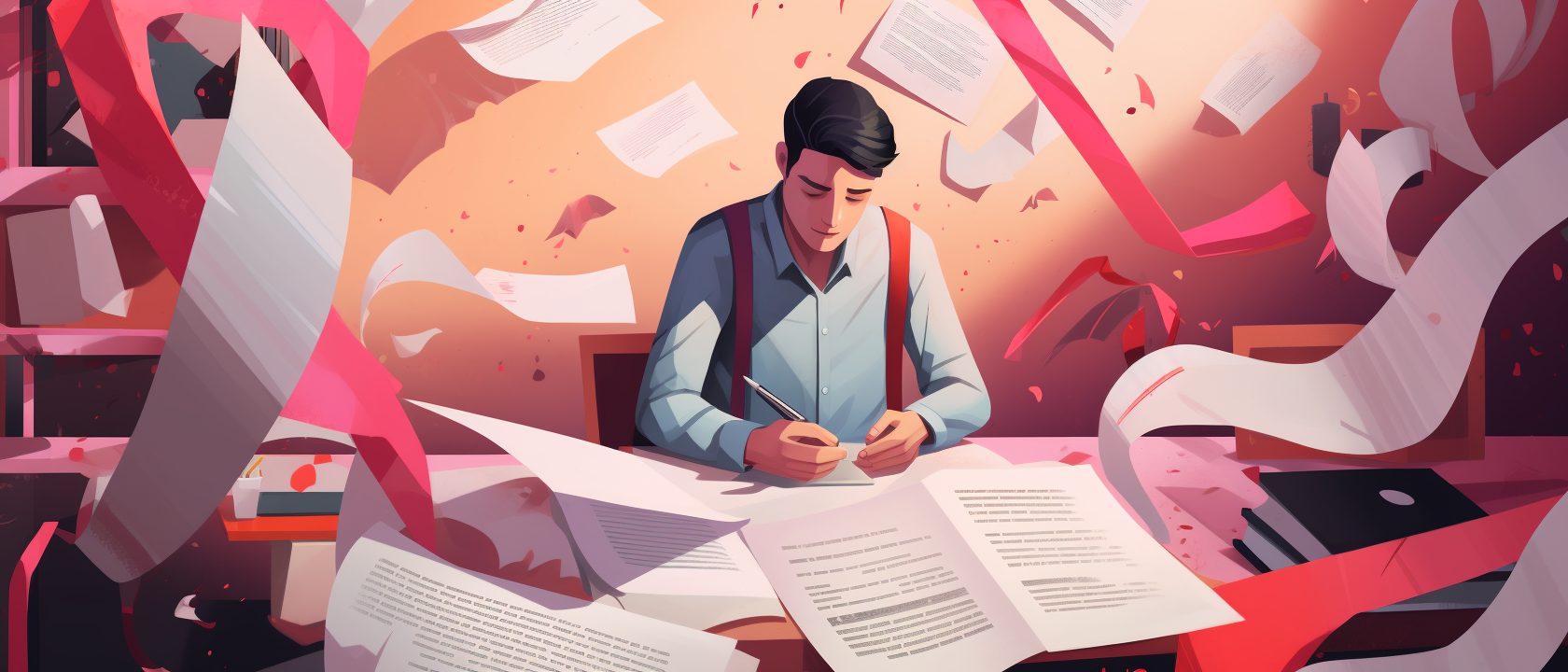 student using adjectives in his writing