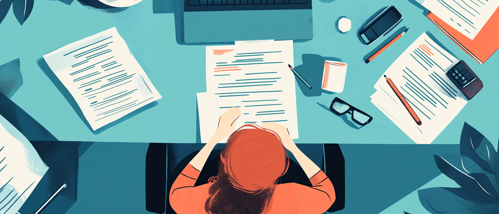 person writing at a desk