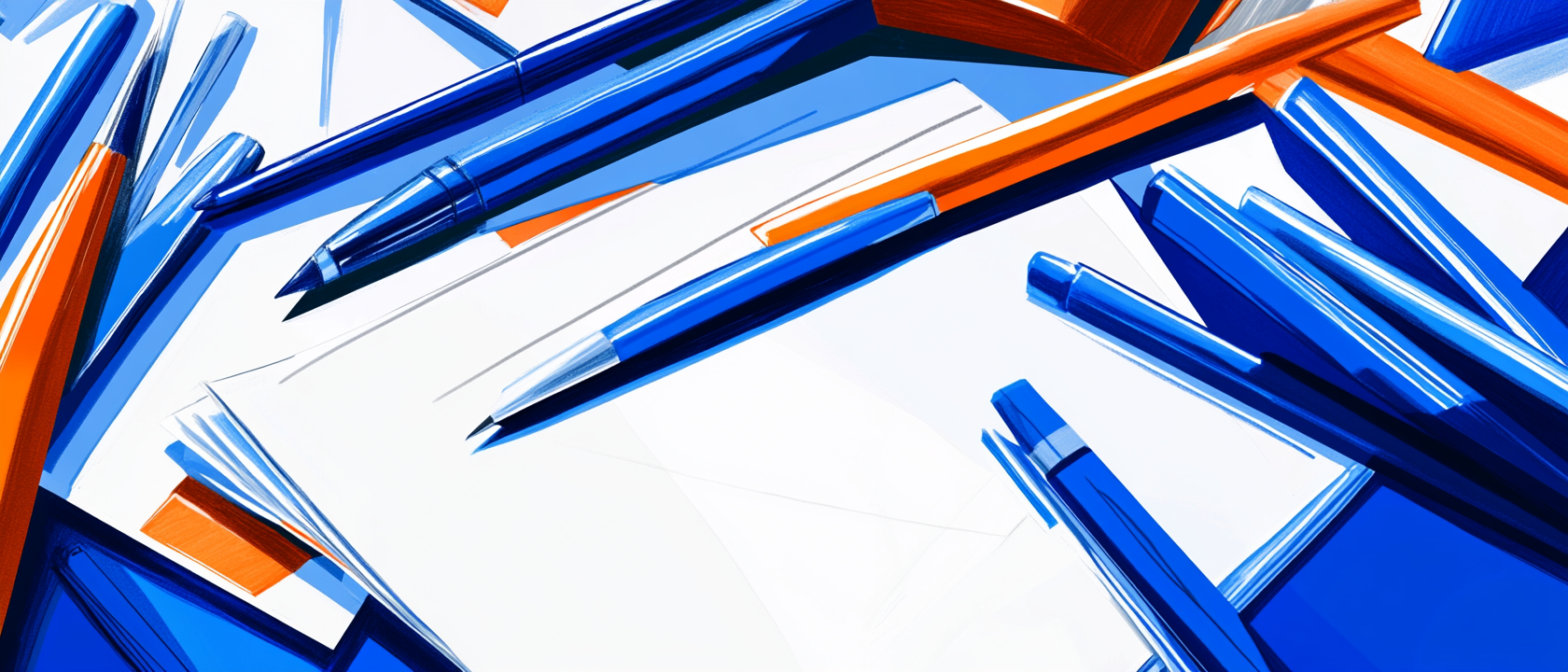 pens and papers on a desk