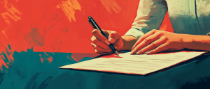 person writing a recommendation letter