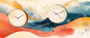 clocks on an abstract background
