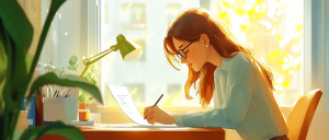 person writing a cover letter